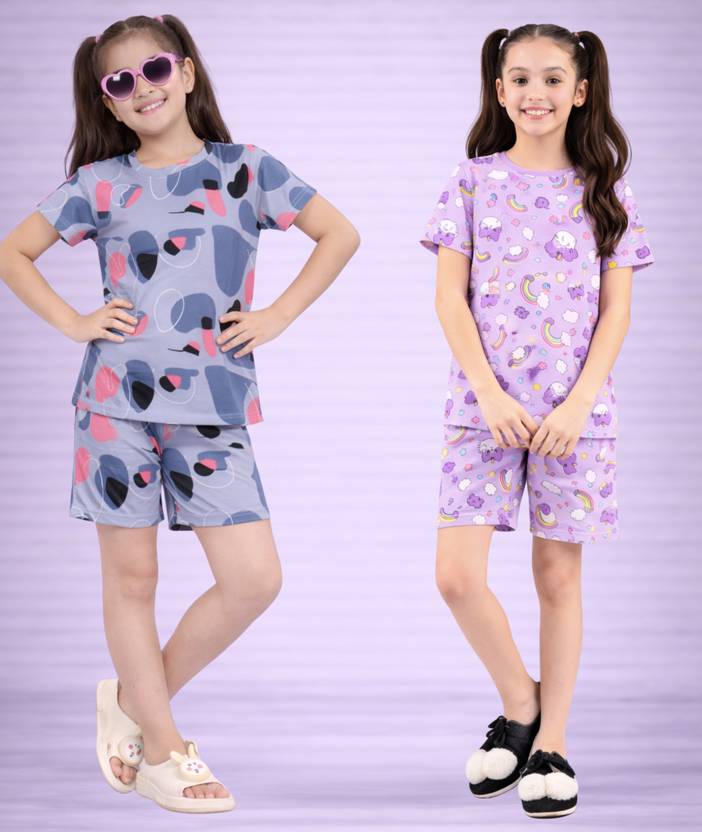 LITBABY Kids Nightwear Baby Girls Printed Cotton Blend