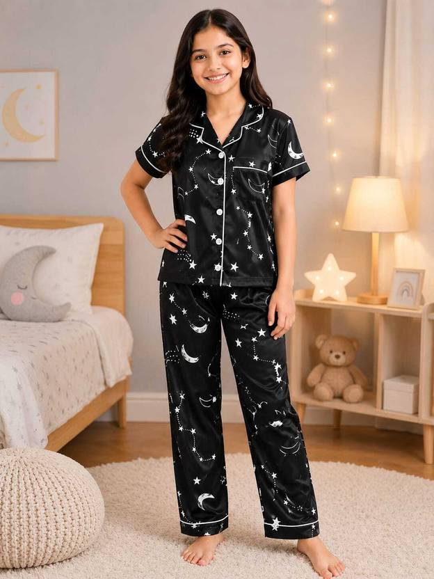 Hesvi Collection Baby Boys & Baby Girls Printed Cotton Blend Kids Nightwear