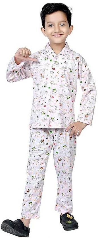 Bornlov Kids Nightwear Baby Boys & Baby Girls Printed Cotton