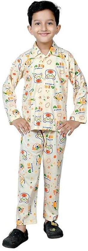 Bornlov Kids Nightwear Baby Boys & Baby Girls Printed Cotton