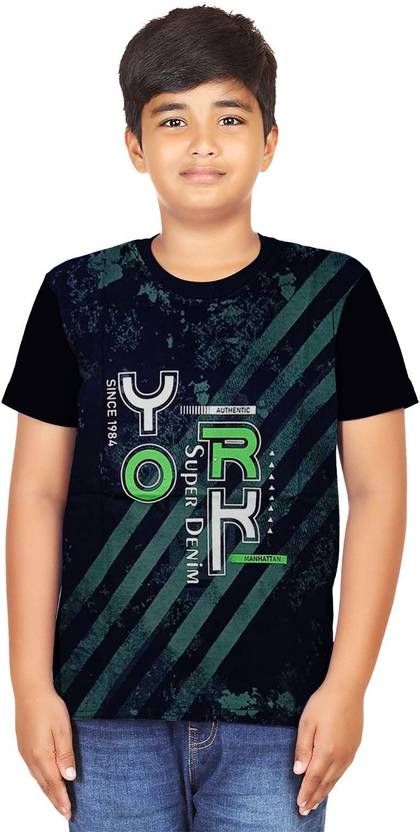 BARATHIDEVI TEX Boys Typography, Printed Pure Cotton Regular T Shirt