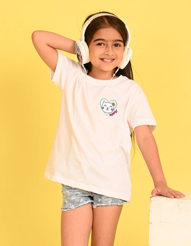 Nusyl Girls Graphic Print Cotton Blend Oversized T Shirt