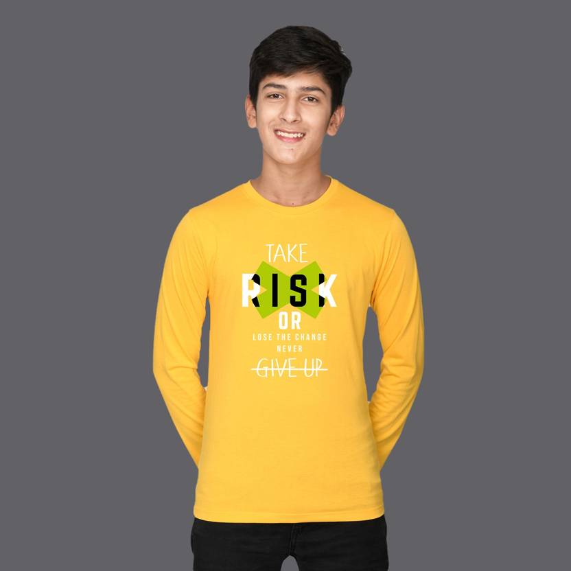 Nusyl Boys Typography Cotton Blend Regular T Shirt