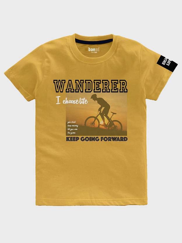 BAESD Boys Typography Pure Cotton Regular T Shirt