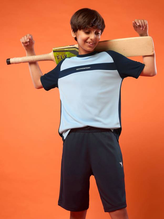 TECHNOSPORT Boys Colorblock Polyester Slim T Shirt