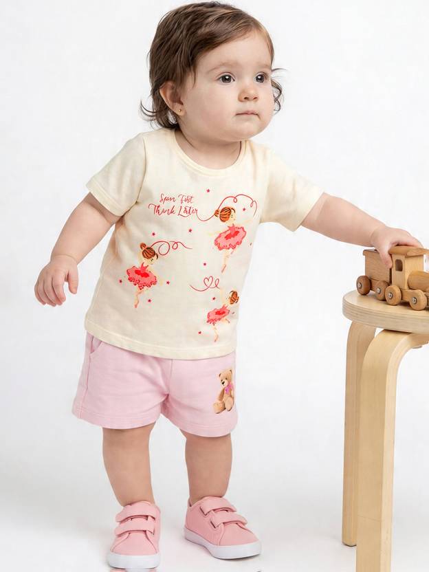 Fame Forever by Lifestyle Baby Girls Printed Cotton Blend Regular T Shirt