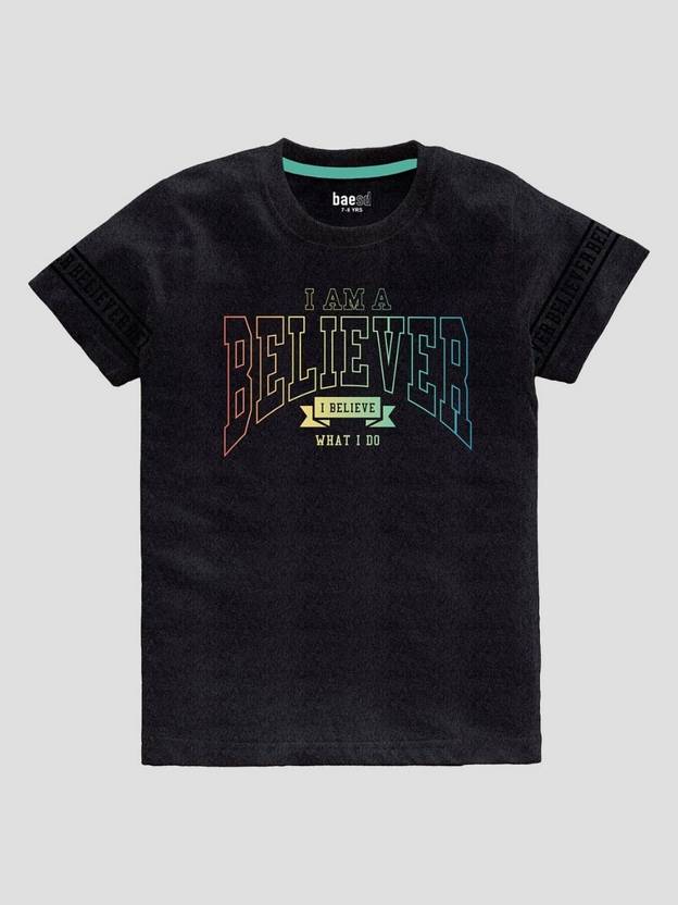 BAESD Boys Typography Pure Cotton Regular T Shirt