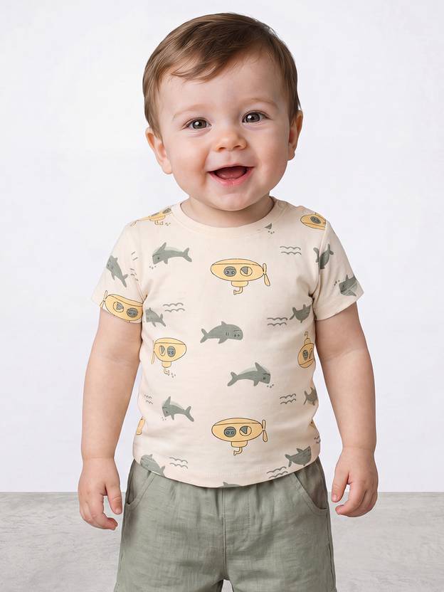 R&B Boys Graphic Print Pure Cotton Regular T Shirt