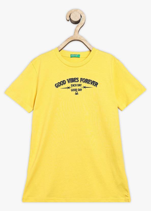 United Colors of Benetton Boys Printed Cotton Blend Regular T Shirt