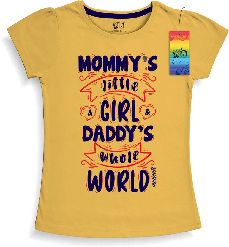 x2o Girls Typography, Printed Cotton Blend Regular T Shirt