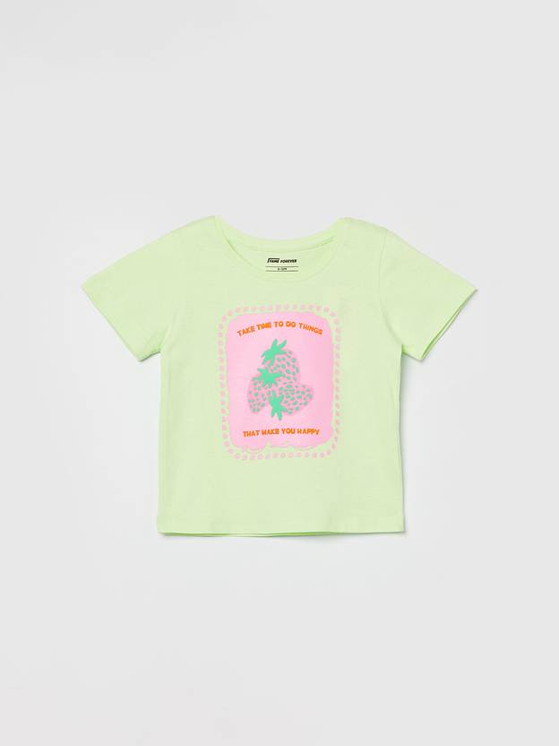 Fame Forever by Lifestyle Baby Girls Printed Cotton Blend Regular T Shirt