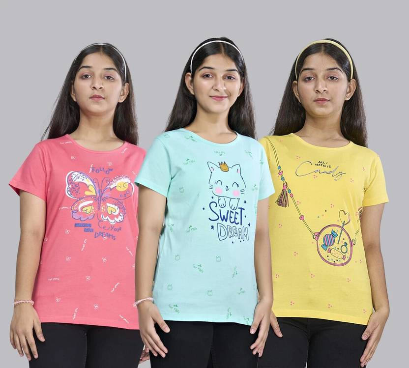 Zuniors-SSC Girls Graphic Print Pure Cotton Regular T Shirt