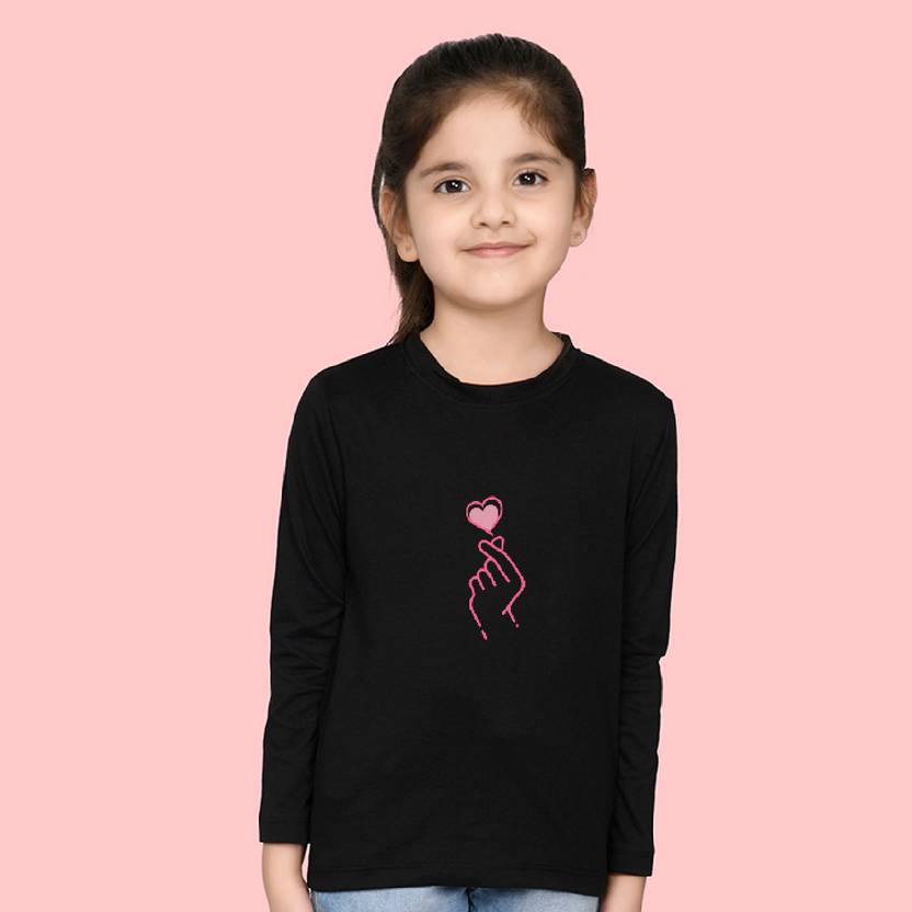 Nusyl Girls Printed Cotton Blend Regular T Shirt