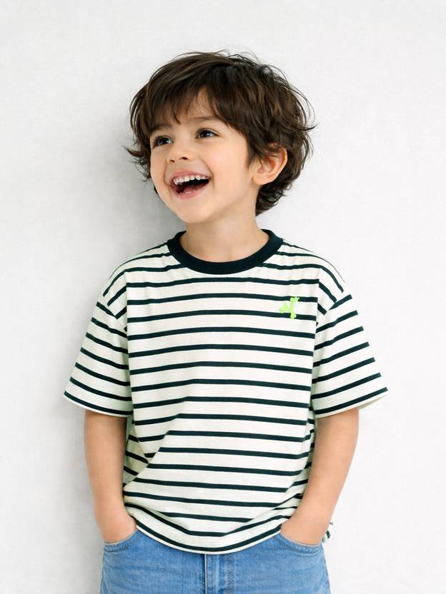 somersault Boys Striped Pure Cotton Oversized T Shirt