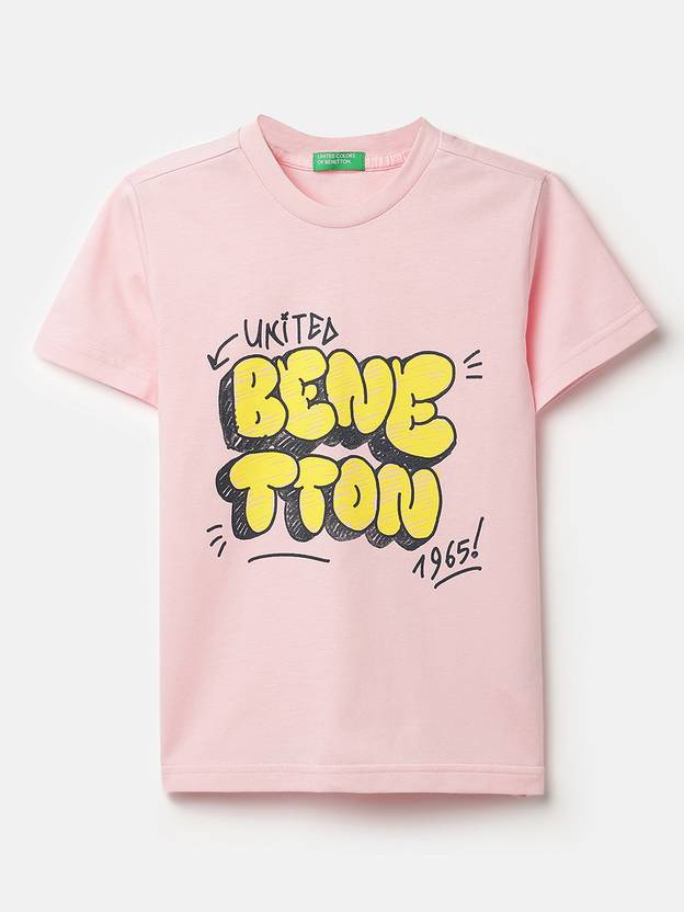 United Colors of Benetton Boys Typography Pure Cotton Regular T Shirt