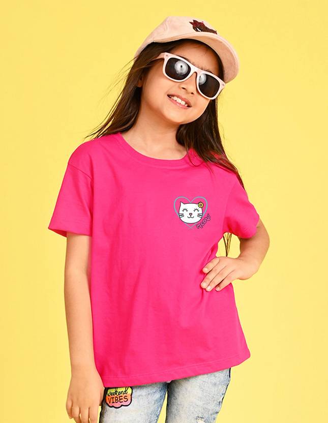 Nusyl Girls Graphic Print Cotton Blend Oversized T Shirt