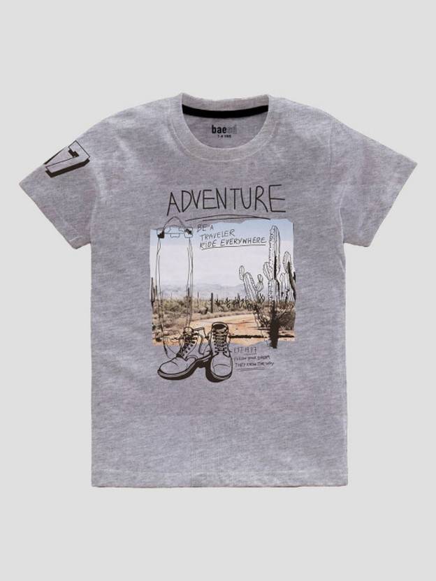 BAESD Boys Typography, Printed Pure Cotton Regular T Shirt