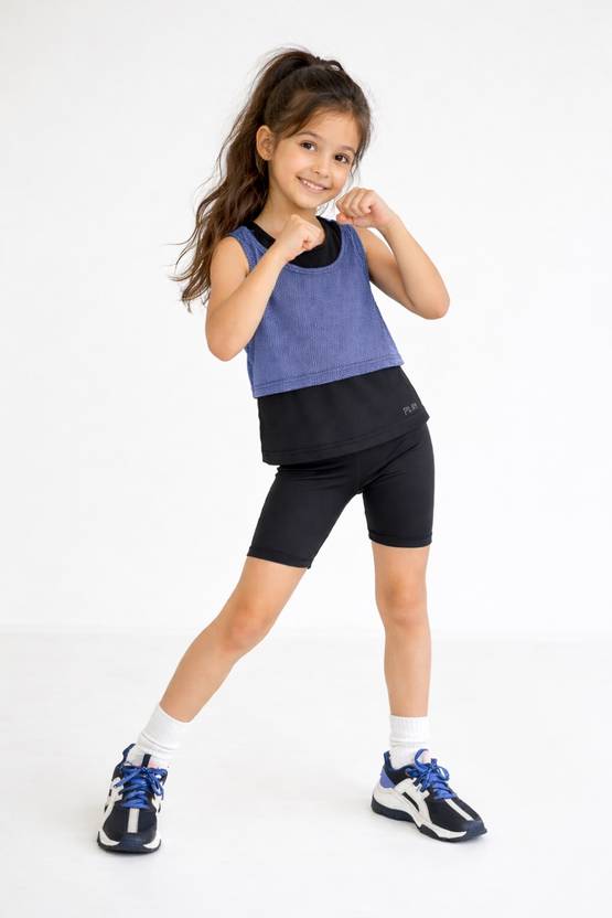 TALES & STORIES Girls Striped Polyester Regular T Shirt