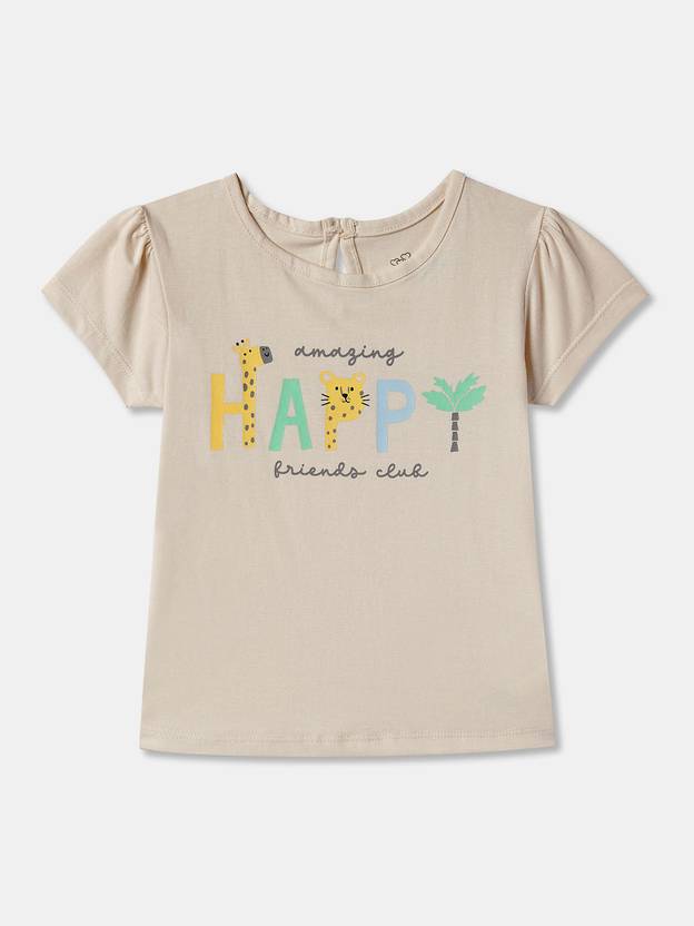 R&B Baby Girls Graphic Print Pure Cotton Regular T Shirt