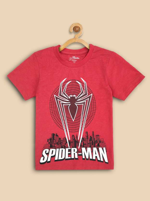 Spiderman By Kidsville Boys Printed Pure Cotton Regular T Shirt