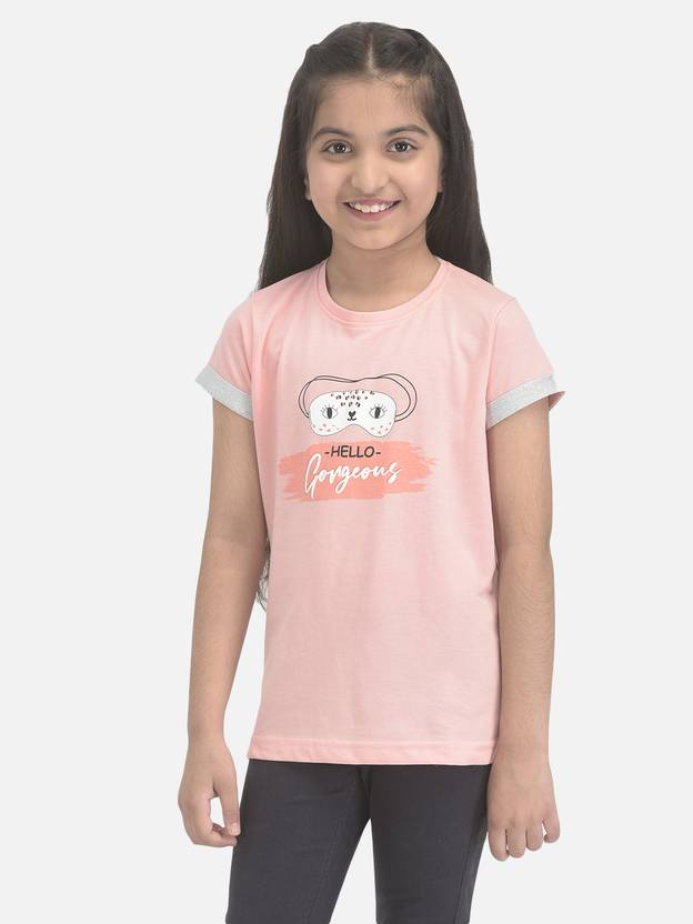 CRIMSOUNE CLUB Girls Printed Cotton Blend Regular T Shirt