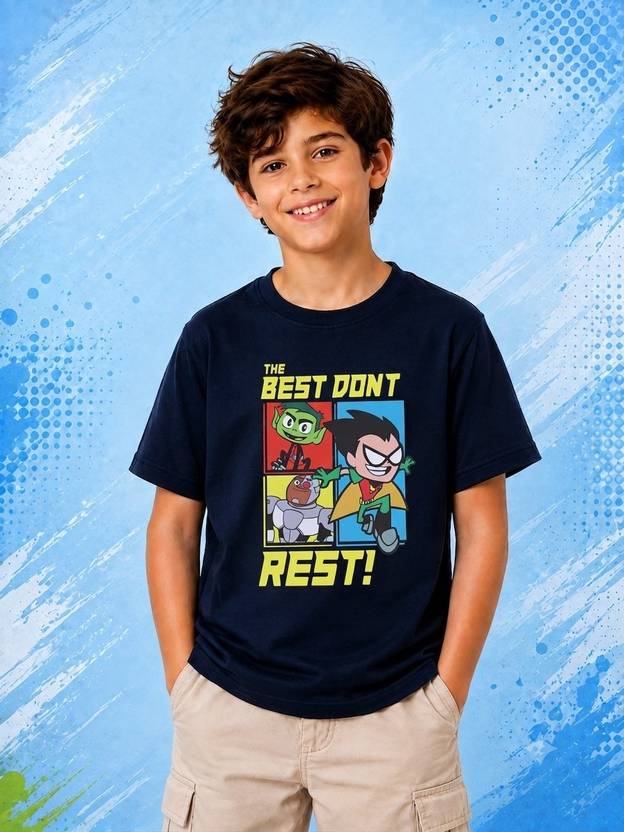 ETEENZ Boys Printed Cotton Blend Regular T Shirt