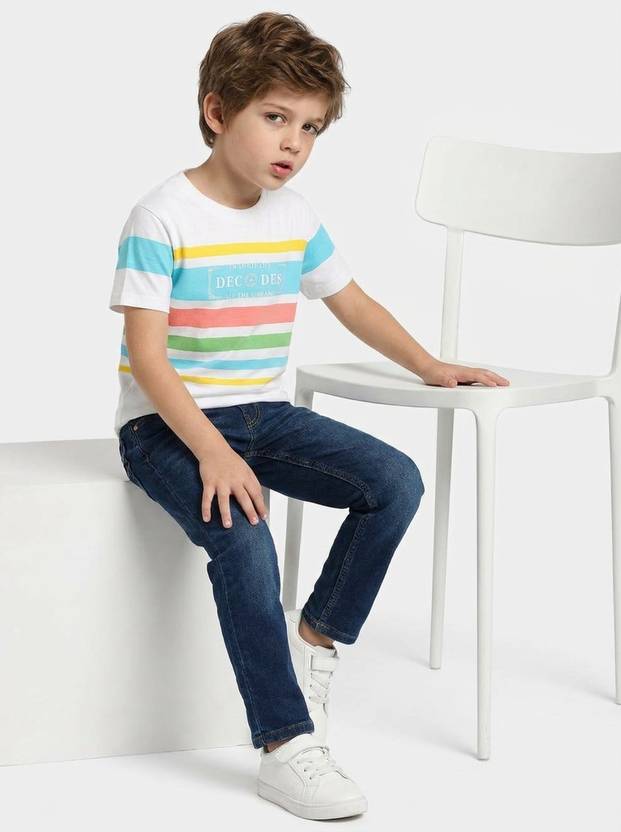 Ginie Boys Typography Pure Cotton Regular T Shirt