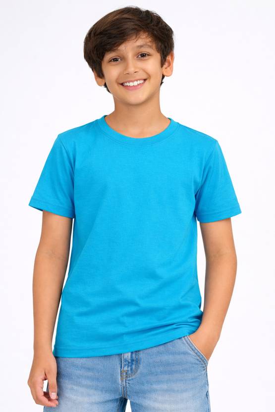ZION Boys Solid Pure Cotton Slim T Shirt
