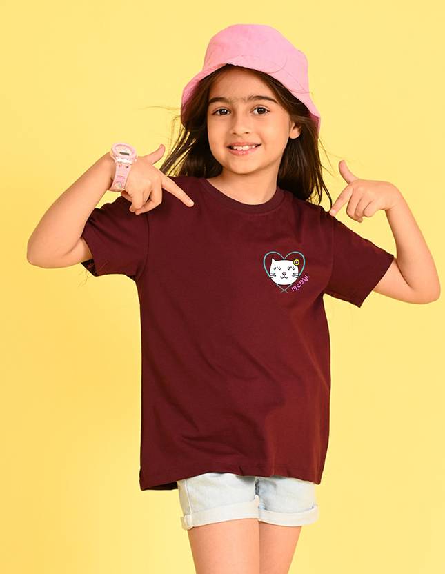 Nusyl Girls Graphic Print Cotton Blend Oversized T Shirt