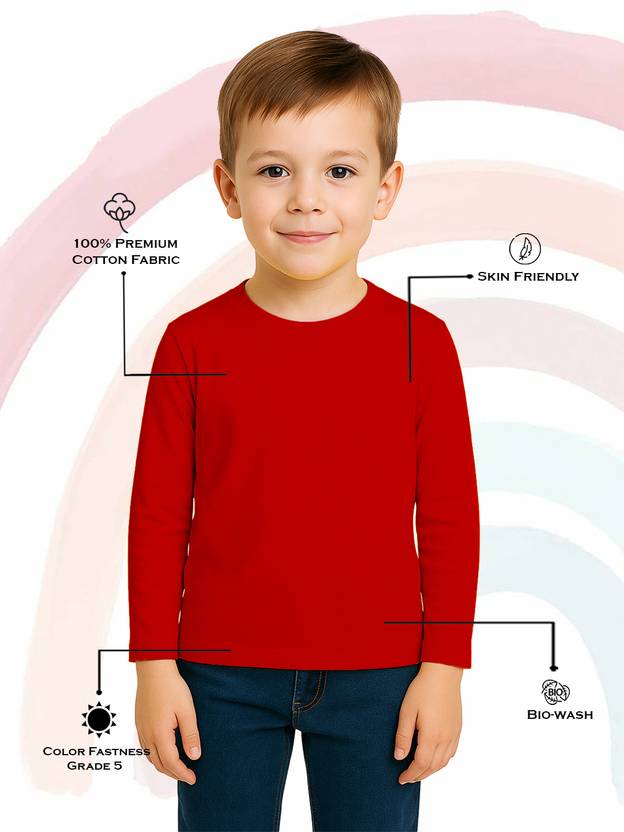 FBAR Boys Solid Cotton Blend Regular T Shirt