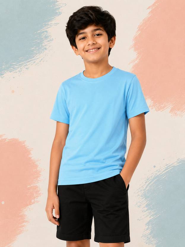 Dechado Boys Solid Pure Cotton Regular T Shirt