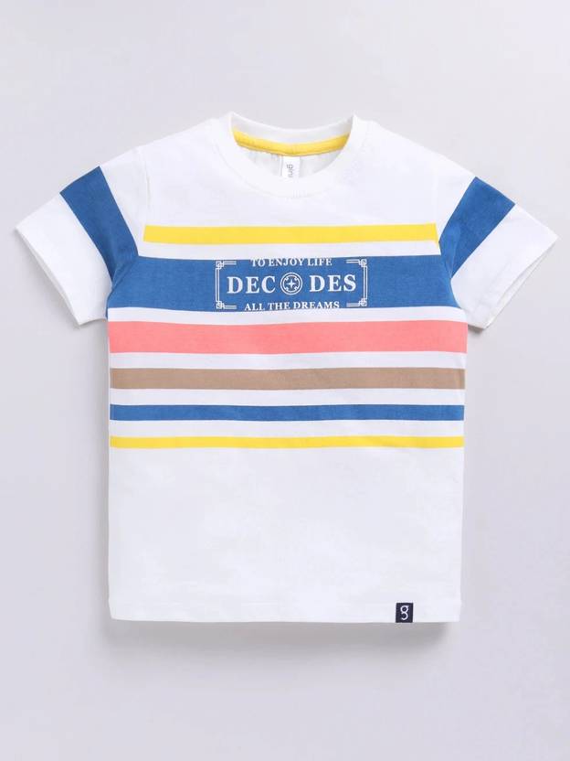 Ginie Boys Typography Pure Cotton Regular T Shirt
