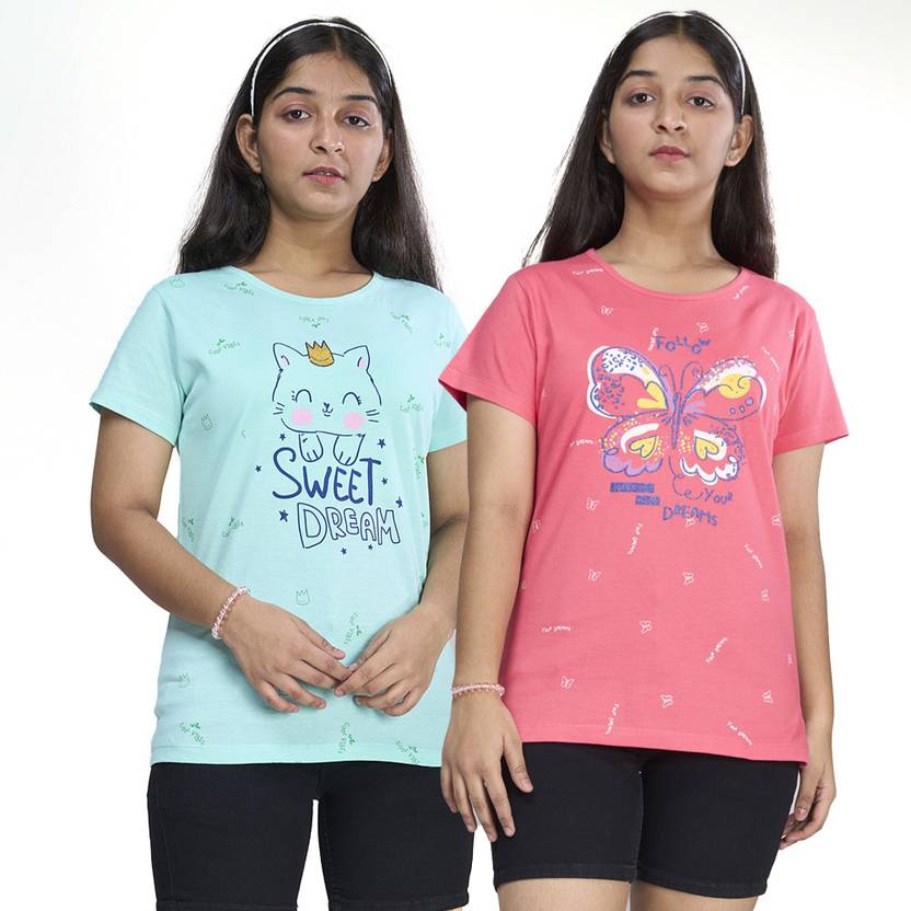 Zuniors-SSC Girls Graphic Print Pure Cotton Regular T Shirt