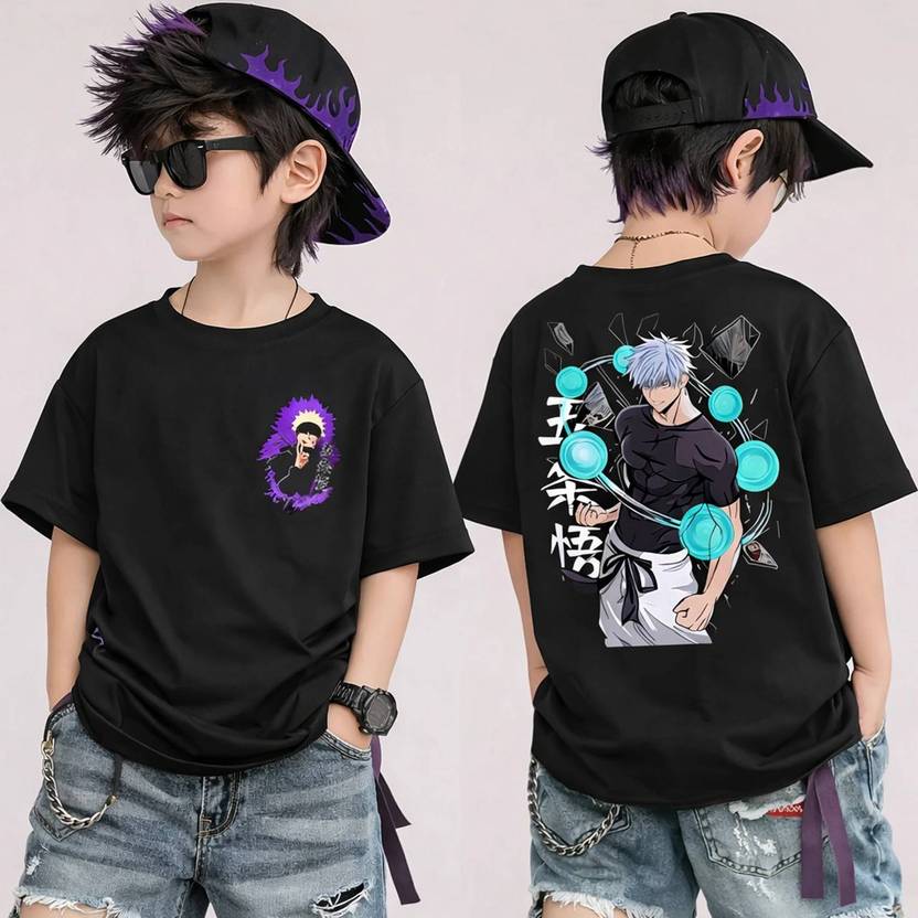 BHAIJIFASHION Boys Graphic Print Pure Cotton Regular T Shirt