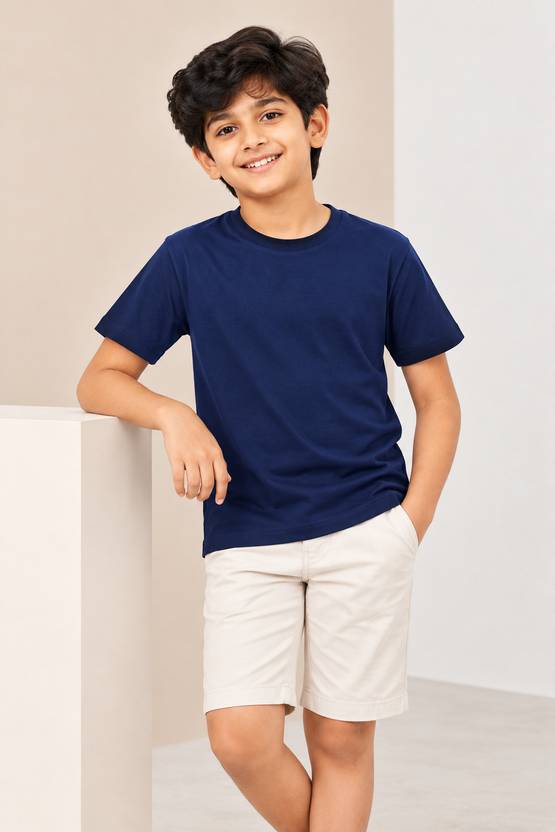 Dechado Boys Solid Pure Cotton Regular T Shirt