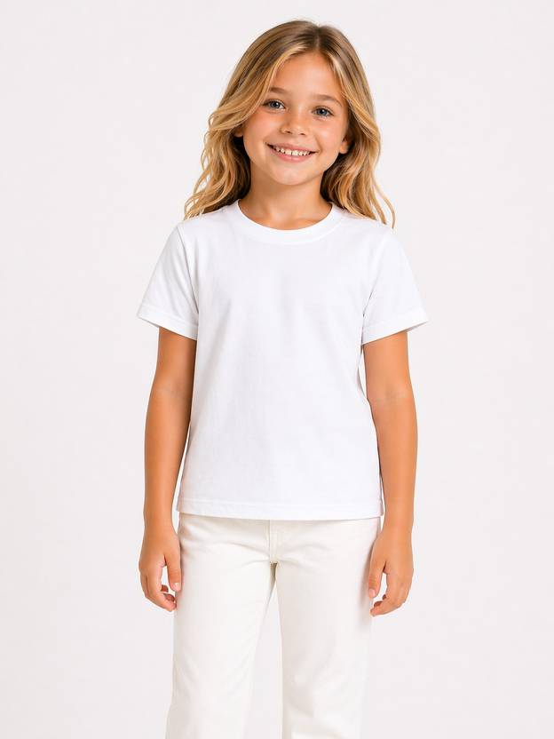 Dyca Girls Solid Cotton Blend Regular T Shirt