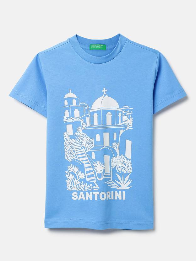 United Colors of Benetton Girls Graphic Print Pure Cotton Regular T Shirt
