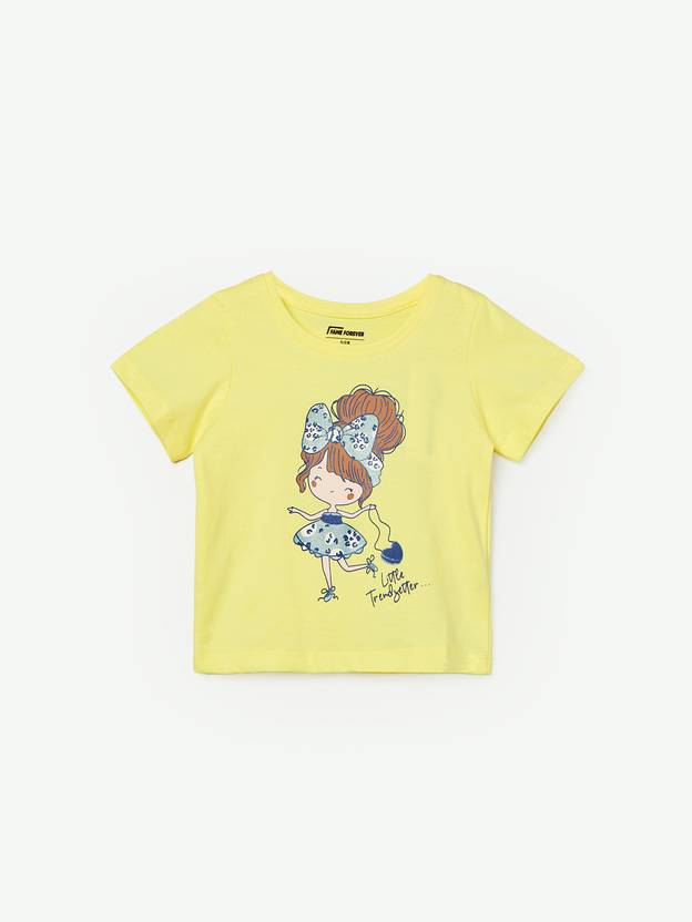 Fame Forever by Lifestyle Baby Girls Printed Cotton Blend Regular T Shirt