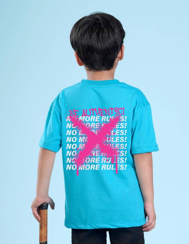 Nusyl Boys Typography, Printed Cotton Blend Oversized T Shirt
