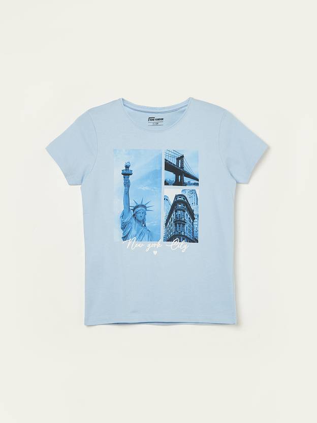Fame Forever by Lifestyle Girls Printed Cotton Blend Regular T Shirt