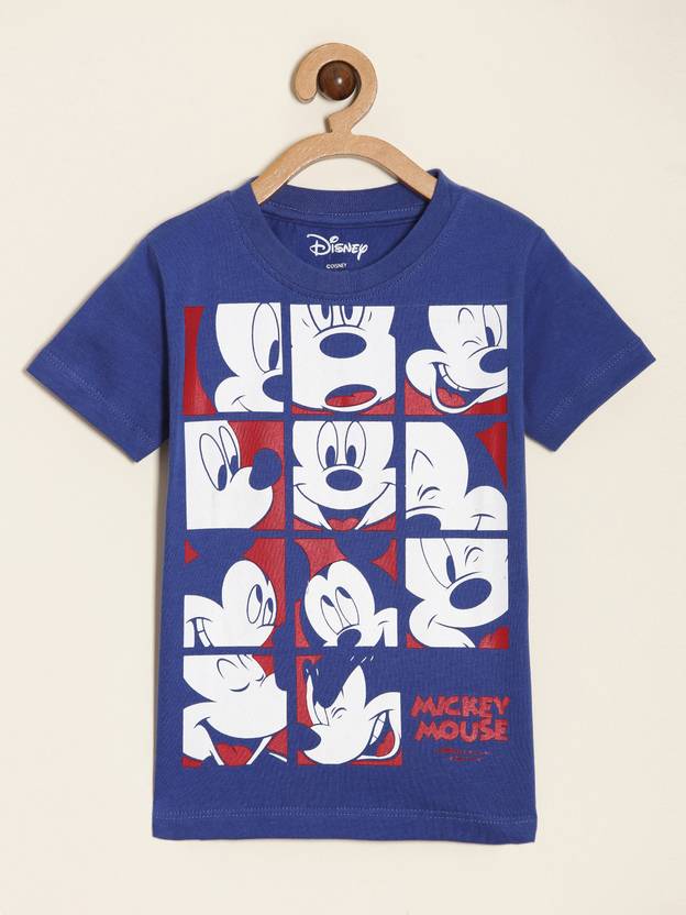 DISNEY BY MISS & CHIEF Boys Printed Pure Cotton Regular T Shirt  (Dark Blue, Pack of 1)