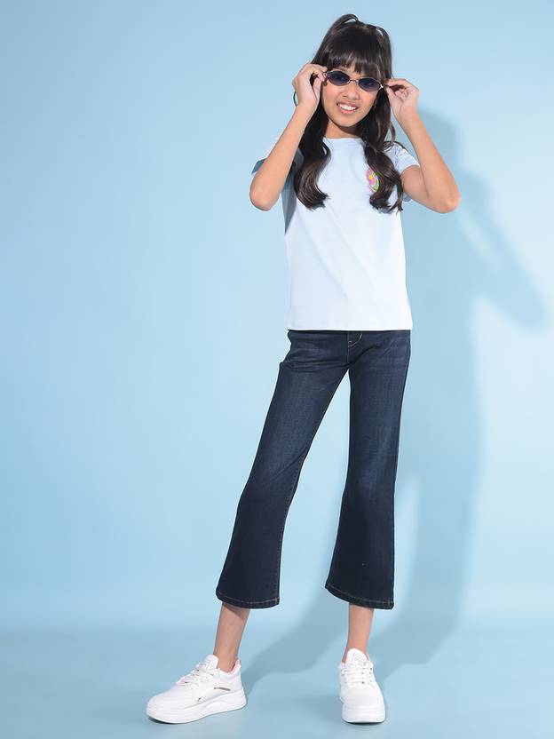 CRIMSOUNE CLUB Girls Printed Cotton Blend Slim T Shirt