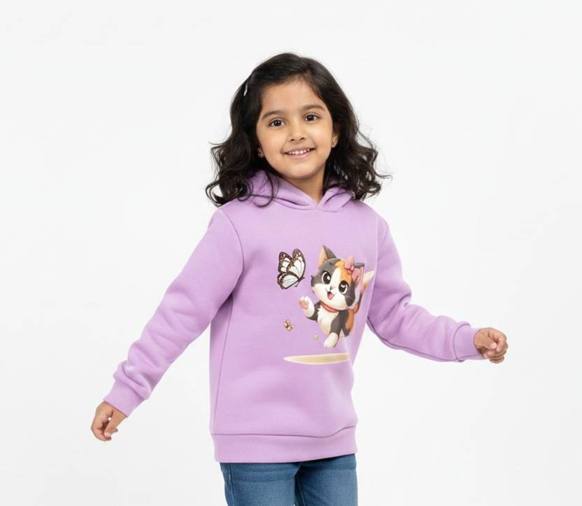 KEESOR Baby Girls Full Sleeve Printed Hooded Sweatshirt