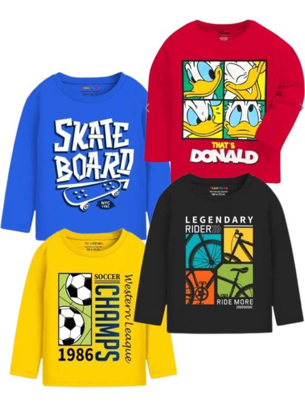 VISHNU Boys Printed Pure Cotton Regular T Shirt