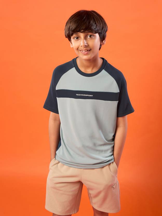 TECHNOSPORT Boys Colorblock Polyester Slim T Shirt