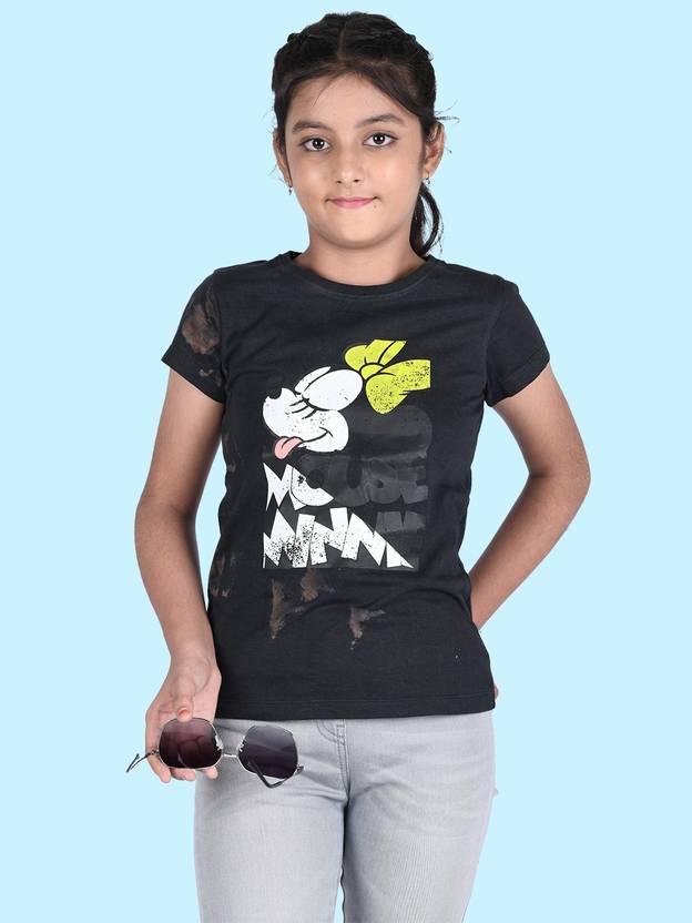 Zalio Girls Solid Cotton Blend Regular T Shirt