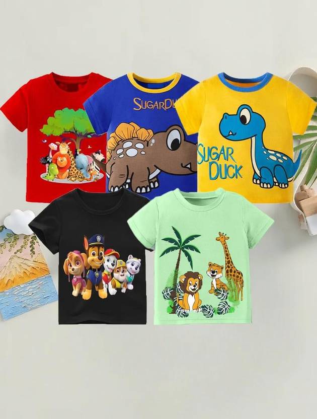 VP TEXX Boys & Girls Printed Cotton Blend Regular T Shirt