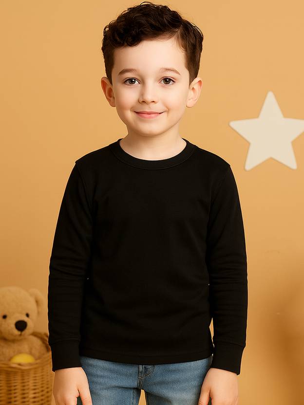 FBAR Boys Solid Cotton Blend Regular T Shirt