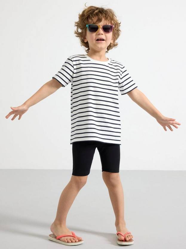 Baeship studio Baby Boys & Baby Girls Striped Cotton Blend Regular T Shirt