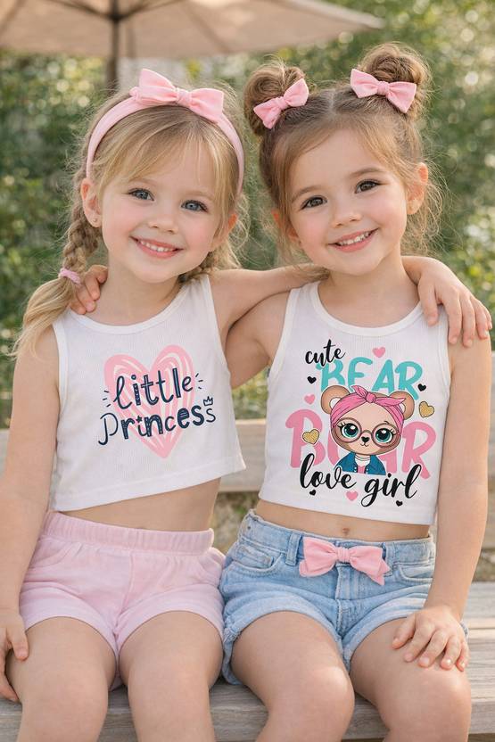 KIK33 Girls Lycra Blend Crop Top